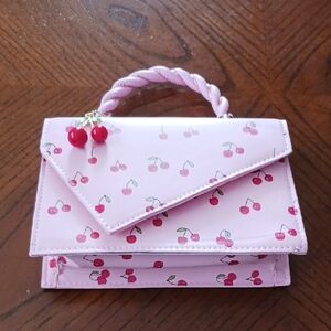 Cherry Print Pink Handbag